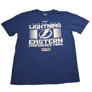 Reebok Tampa Bay Lightning 2015 Stanley Cup Playoffs T-Shirt Mens Large Blue NHL